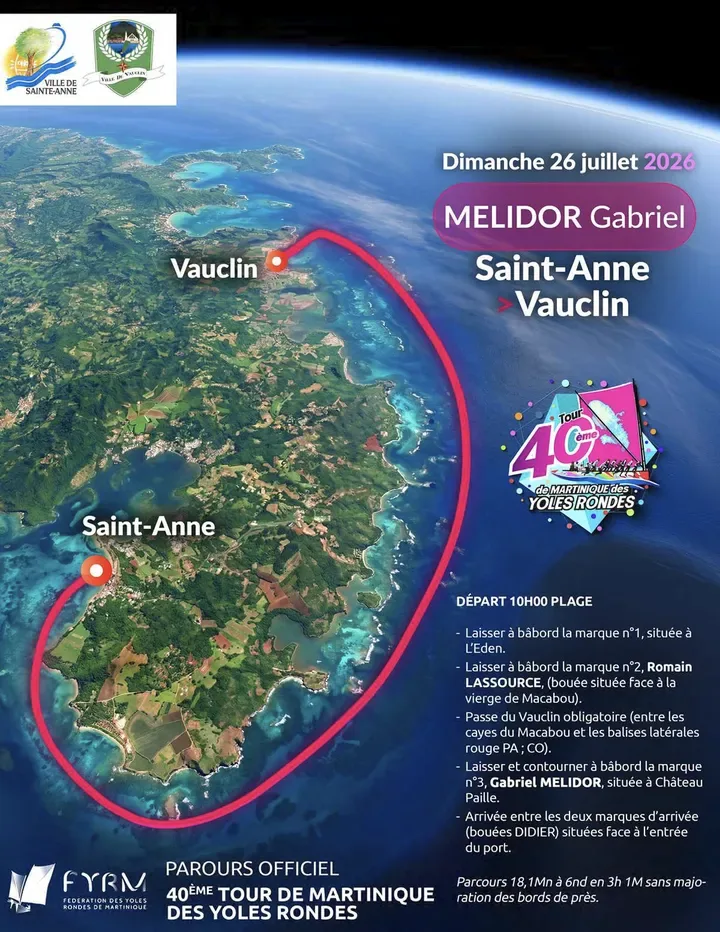 Carte de l’étape 1, de Sainte-Anne à Le Vauclin