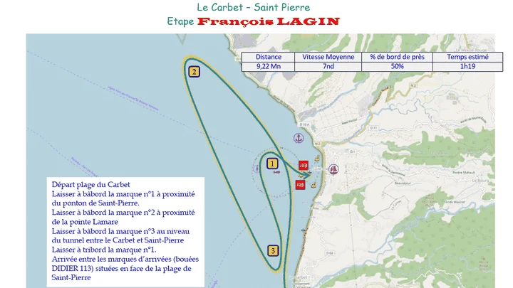Carte de l’étape 4, de La Trinité à Saint-Pierre