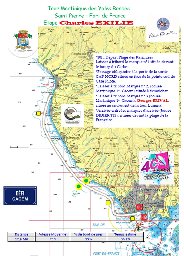 Carte de l’étape 5, de Saint-Pierre à Fort-de-France
