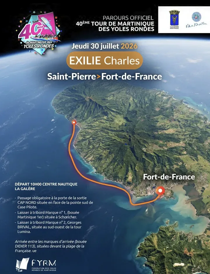 Carte de l’étape 5, de Saint-Pierre à Fort-de-France